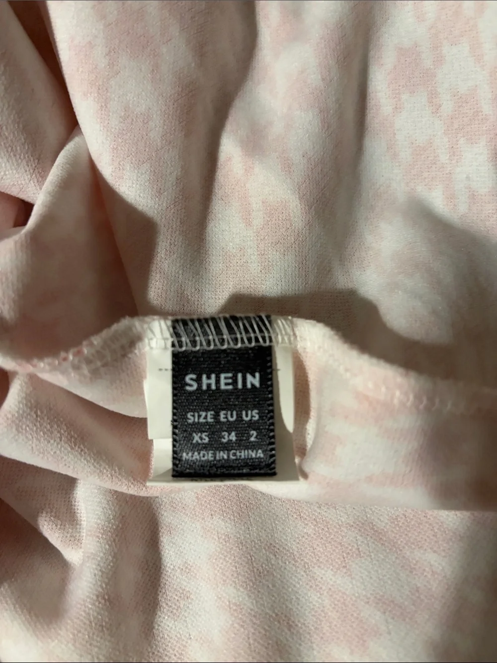 SHEIN Pink and White Houndstooth Button-Front A-Line Dress